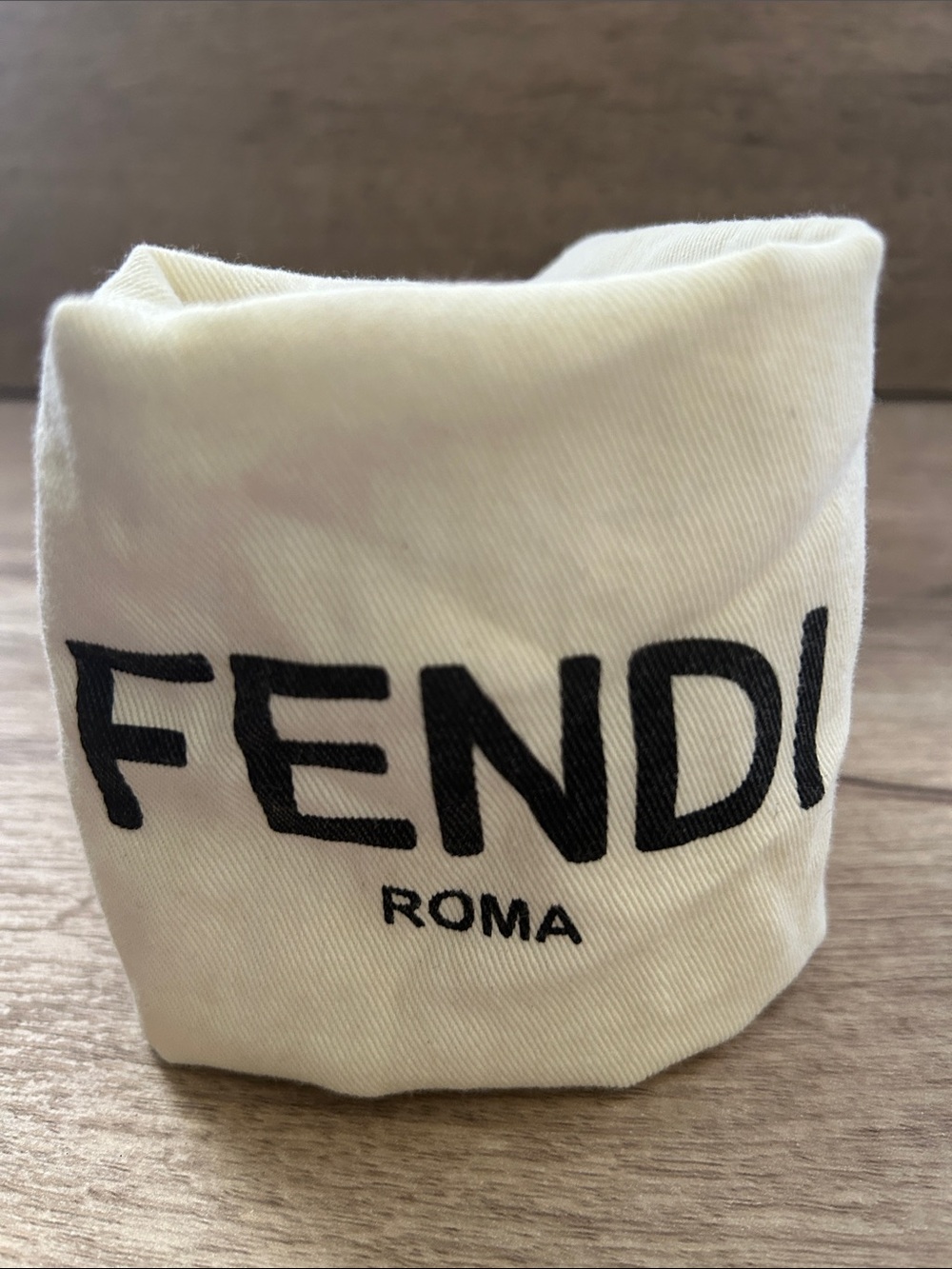 Fendi Cream Canvas Drawstring Pouch dust bag with Black Logo
